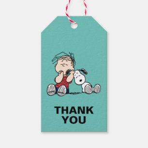 Linus vergeleken met Snoopy's oor Cadeaulabel