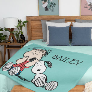 Linus vergeleken met Snoopy's oor Fleece Deken