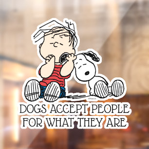 Linus vergeleken met Snoopy's oor Raamsticker