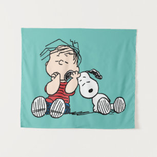 Linus vergeleken met Snoopy's oor Wandkleed
