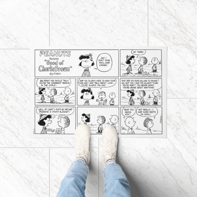 Linus vertelt Lucy dat ze Crabby is Deurmat (Binnen)