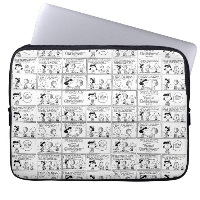 Linus vertelt Lucy dat ze Crabby is Laptop Sleeve (Voorkant)