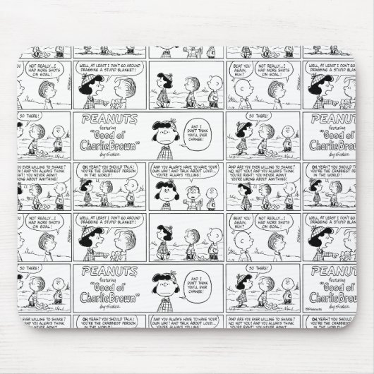 Linus vertelt Lucy dat ze Crabby is Muismat (Voorkant)