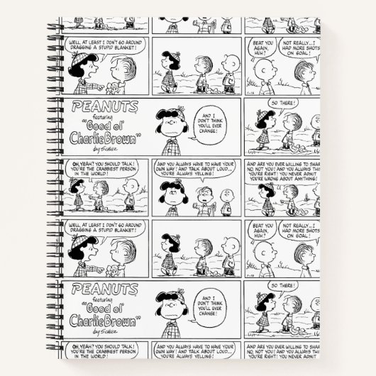 Linus vertelt Lucy dat ze Crabby is Notitieboek (Voorkant)