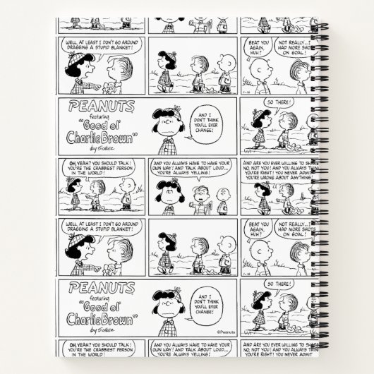 Linus vertelt Lucy dat ze Crabby is Notitieboek (Achterkant)