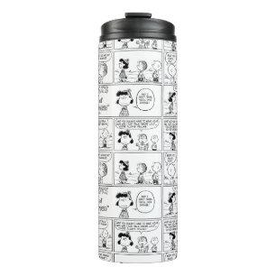 Linus vertelt Lucy dat ze Crabby is Thermosbeker