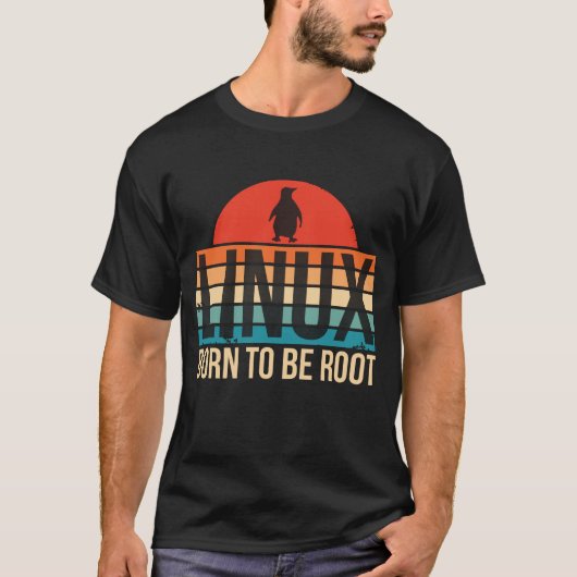 Linux Geboren als roet Penguin Nerd Coding Geek T-shirt (Voorkant)