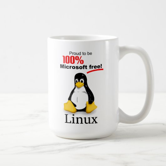 Linux Grote Koffie Mok (links) - Microsoft Gratis (Rechts)