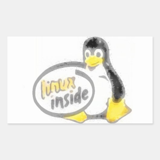 LINUX INSIDE Tux de Linux Penguin Logo Rechthoekige Sticker (Voorkant)