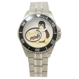 LINUX INSIDE Tux de Linux Penguin polshorloge Horloge