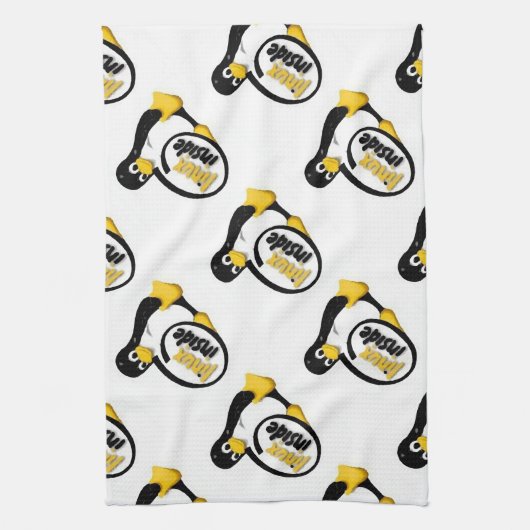 LINUX INSIDE Tux the Linux Penguin Logo Theedoek (Verticaal)