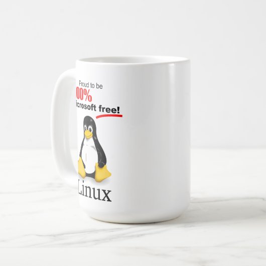 Linux Large Coffee Mok (rechts) - Microsoft Free (Voorkant links)