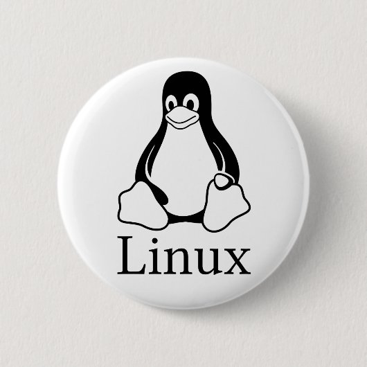 Linux Logo met Tux de Linux Penguin Ronde Button 5,7 Cm (Voorkant)