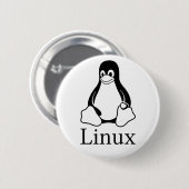 Linux Logo met Tux de Linux Penguin Ronde Button 5,7 Cm (Voorkant /achterkant)