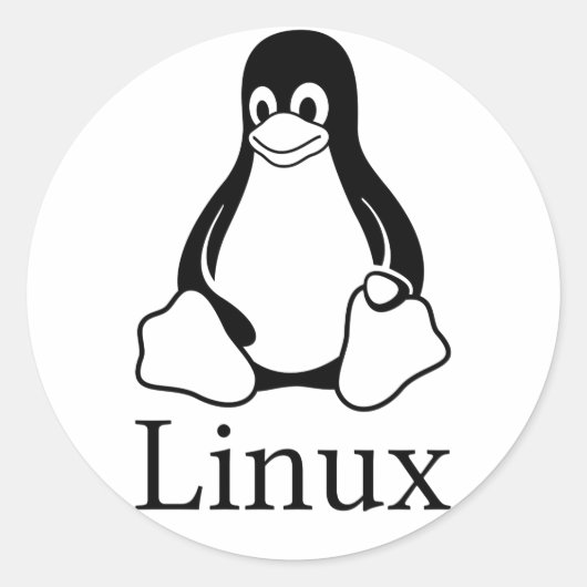 Linux Logo met Tux de Linux Penguin Ronde Sticker (Voorkant)