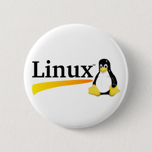 Linux-Logo met Tux-producten Ronde Button 5,7 Cm