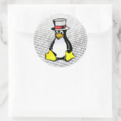 Linux Logo Tux Penguin Top Hat Binary Ubuntu Ronde Sticker (Tas)