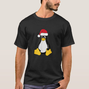 Linux Mascot Tux de Penguin Santa Hat Nerd Geek C T-shirt
