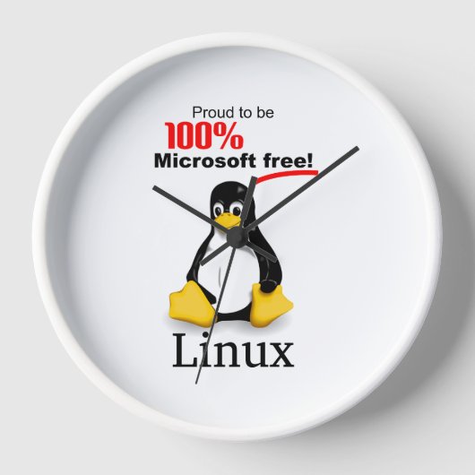 Linux Muur Klok met Witte Trim - Microsoft Gratis (Voorkant)