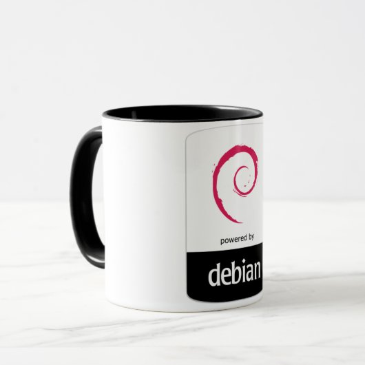 Linux — Powered by Debian Mok (Voorkant links)