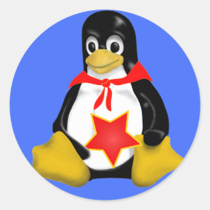 LINUX TUX COMMUNISTISCHE PARTIZAAN RONDE STICKER