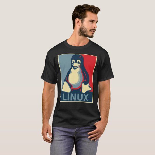 Linux tux pingouin obama poster T-shirt classique (Devant entier)