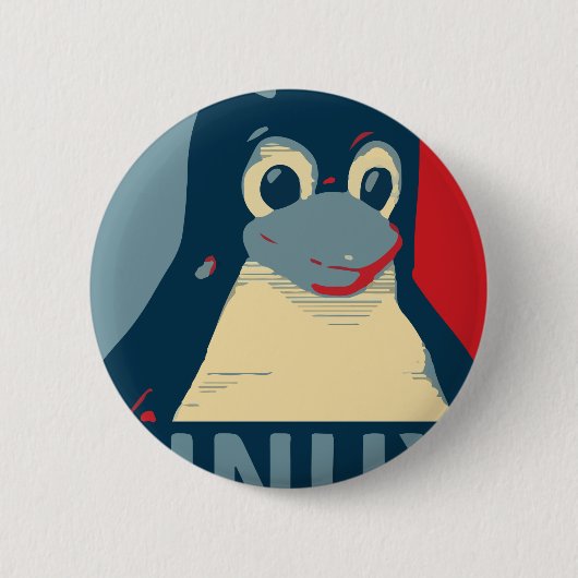 Linux Tux pinguin poster rood blauw Ronde Button 5,7 Cm (Voorkant)