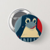 Linux Tux pinguin poster rood blauw Ronde Button 5,7 Cm (Voorkant /achterkant)