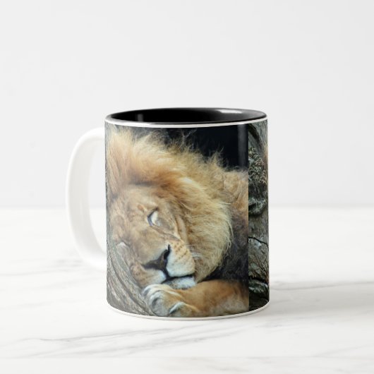 Lion 036 tweekleurige koffiemok (Voorkant links)