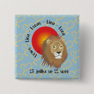 Lion 23 juillet au 22 août Boutons - Badges Vierkante Button 5,1 Cm