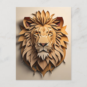 Lion 3D Paper Art Design T-shirt Briefkaart