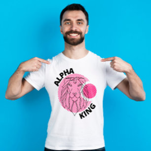 Lion Alpha King   roze strepen T-shirt
