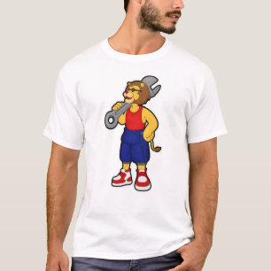 Lion als mechanisch met moersleutel t-shirt