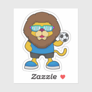 Lion als Voetbalspeler met Voetbal Sticker