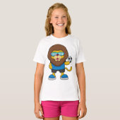 Lion als Voetbalspeler met Voetbal T-shirt (Voorkant volledig)