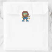 Lion als Voetbalspeler met Voetbal Vierkante Sticker (Tas)