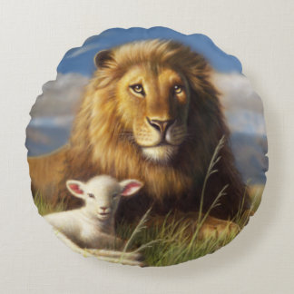 Lion and Lamb Round Sierkussen Rond Kussen