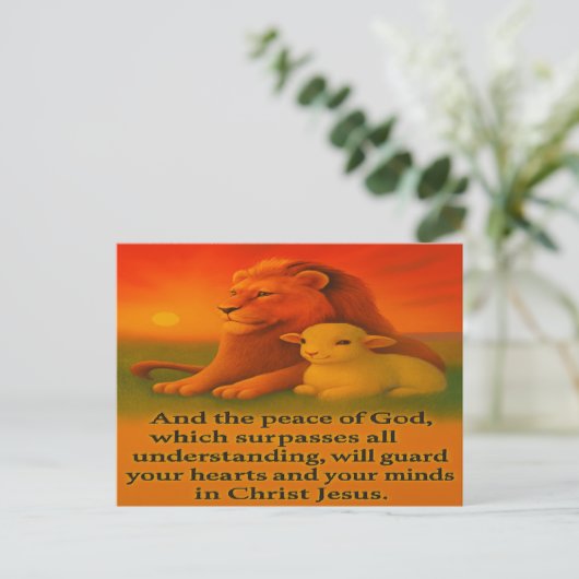Lion and Lamb Serenity Briefkaart (Staand voorkant)