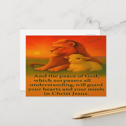 Lion and Lamb Serenity Briefkaart (Voorkant / Achterkant in situ)