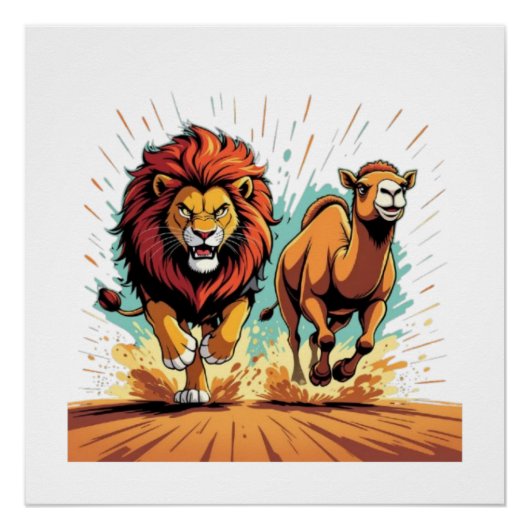 Lion and Llama Dash Perfect Poster (Voorkant)