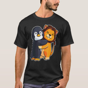 Lion And Penguin Cute Animals For Women Animal Hug T-shirt