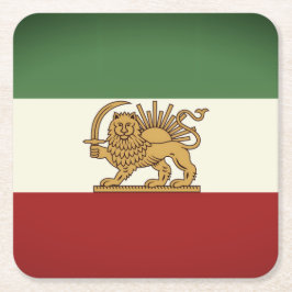 Lion and Sun Rustic Flag Paper Coaster Vierkante Kartonnen Onderzetter