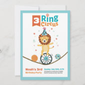 Lion animal de cirque 3 anneaux 3e Invitations d'a (Devant)