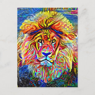 Lion Art Bold Abstract portret schilderen Briefkaart