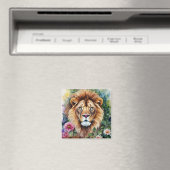 Lion Art Floral Waterverf Magnet Magneet (Insitu (Vaatwasser))