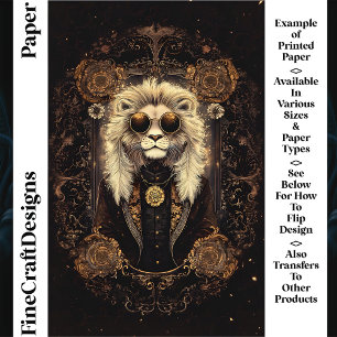 Lion Art Nouveau Gold Filigree CM5 Papier à scanda