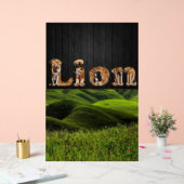 "LION Art typographique - Affiche du roi majestueu (Mariage)