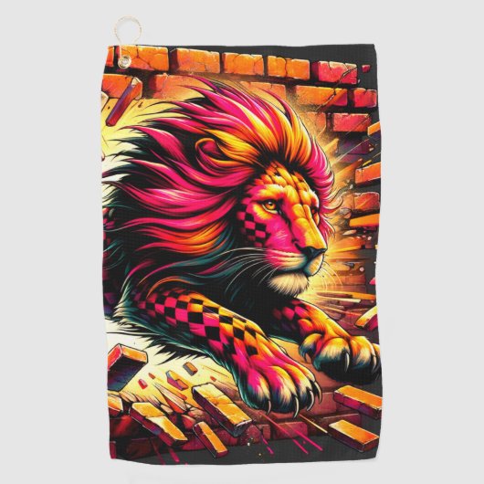 Lion Artwork Golfhanddoek (Voorkant)