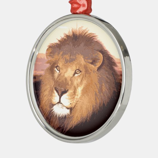 Lion Artwork Metalen Ornament (Links)