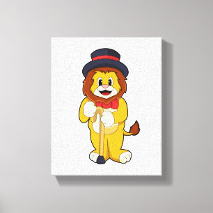 Lion as Gentleman with Pet Canvas Afdruk
